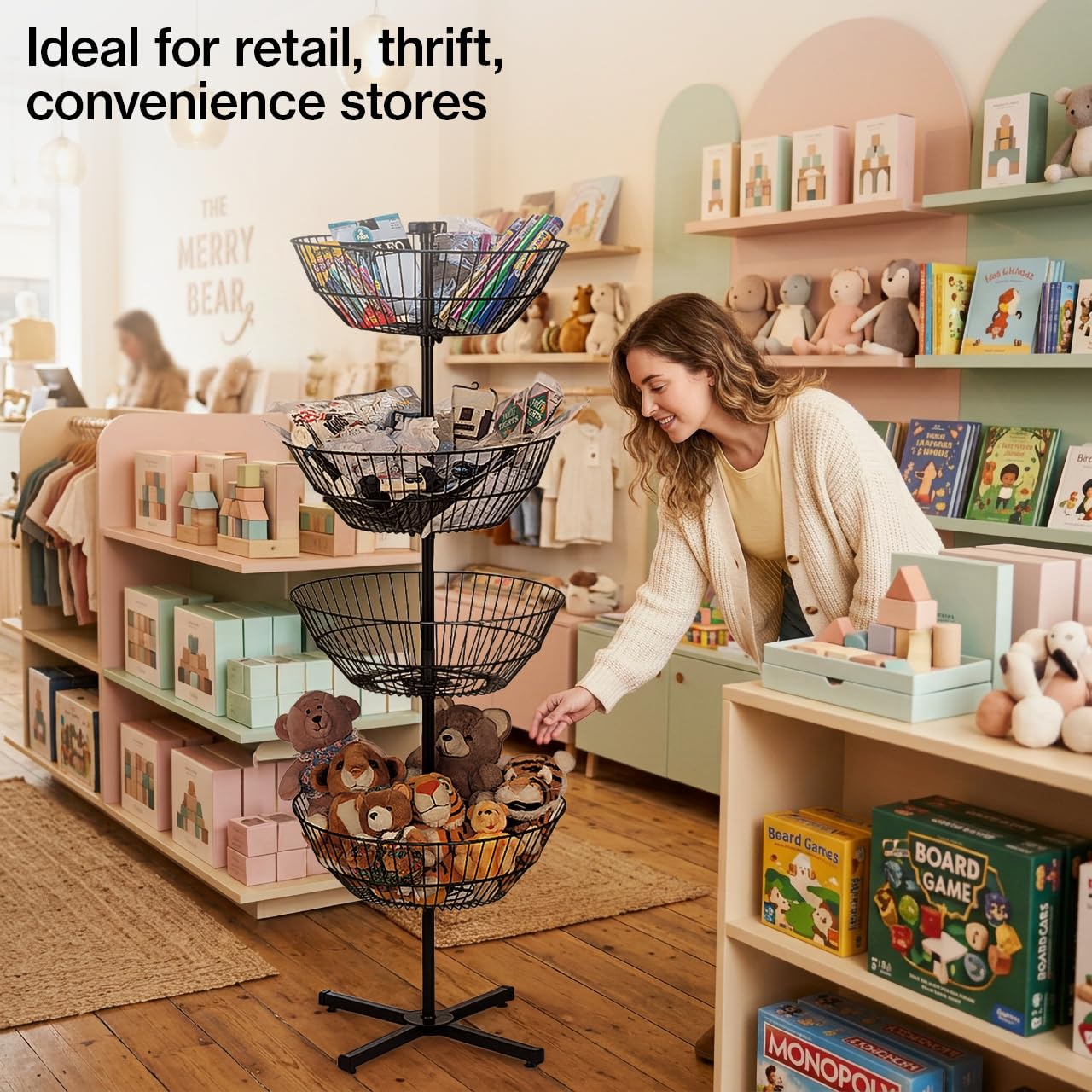 Amazon.com: SSWBasics 4-Basket Wire Floor Spinner Rack and Dump